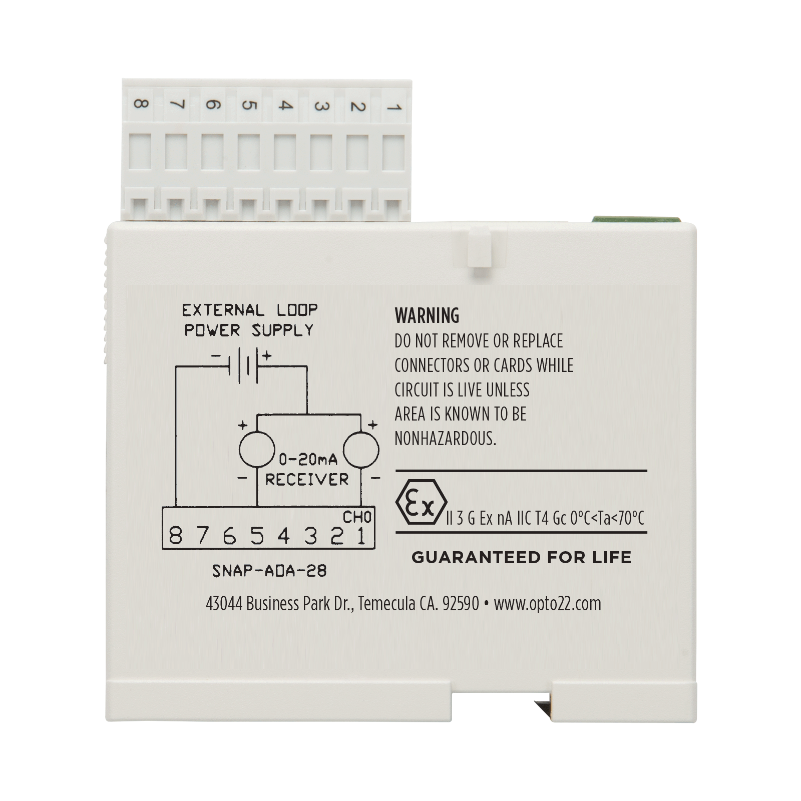 Opto22 - SNAP-AOA-28 - SNAP 2-Ch 0-20 mA Current Loop Analog